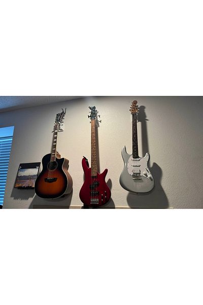 Rapithwin Black-White Guitar Holder & Wall Mount - Bolt Included