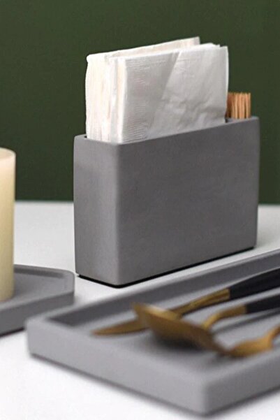 betonmall Gray Concrete Decorative Napkin Holder And Toothpick Holder Restaurant Cafe Restaurant