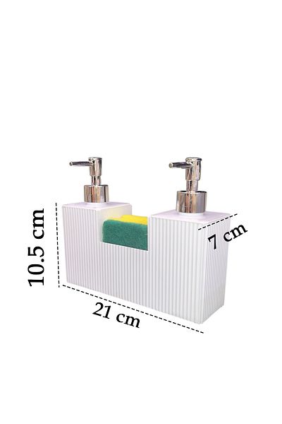 DOVİHOME 500 ml Double Chamber Black Liquid Soap Dispenser Gold Look Detergent Dispenser with Pump and Sponge Dispenser
