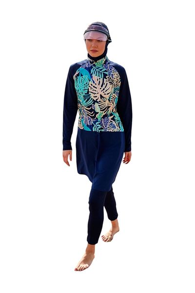 Marina Navy Blue Lycra Full Covered Hijab Swimsuit - M2490