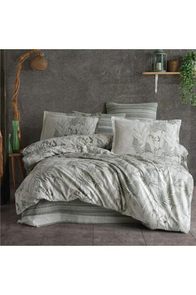DENİZLİ ÇEYİZ Tuva Green Double Ranforce Bedding Set - Clasy