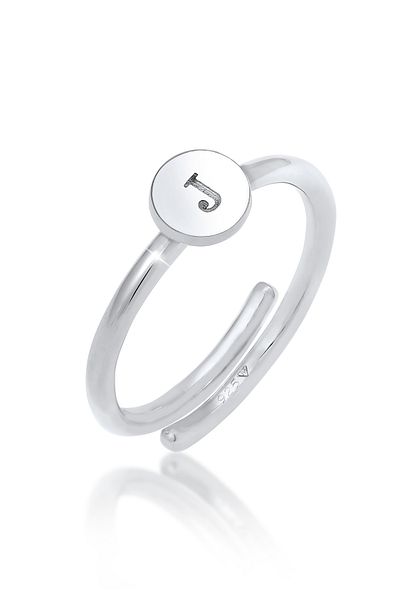 ELLI Inel Femei Litera J De bază Minimal Ajustabil În Argint Sterling 925