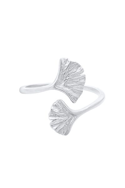 ELLI Inel pentru femei Gingko Leaf Open Trend În argint 925 placat cu aur