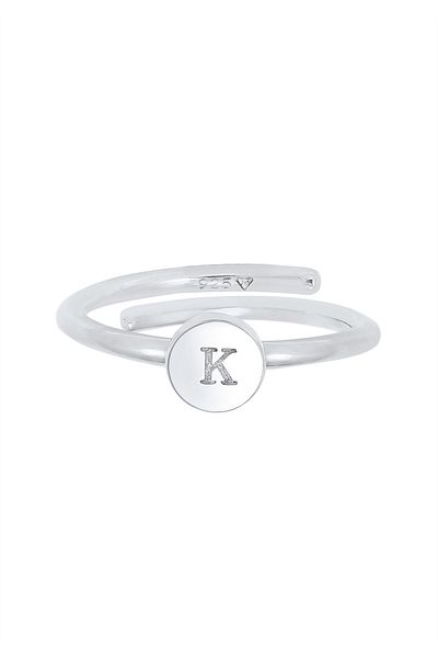 ELLI Inel Femei Litera K Basic Minimal Ajustabil din Argint Sterling 925