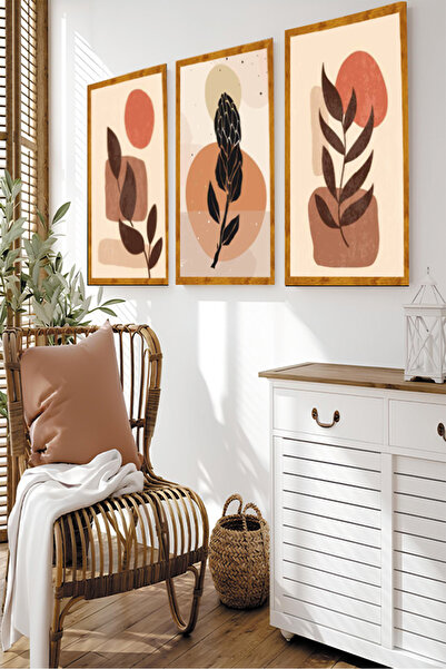 NED MDF LAZER DEKARASYON 3 Parça Modern Sanatsal Bohem Tarzda (ahşap Çerçeve ...