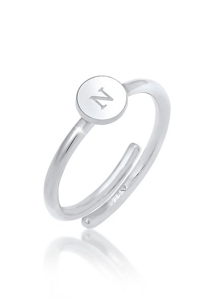 ELLI Inel Femei Litera N De bază Minimal Ajustabil În Argint Sterling 925