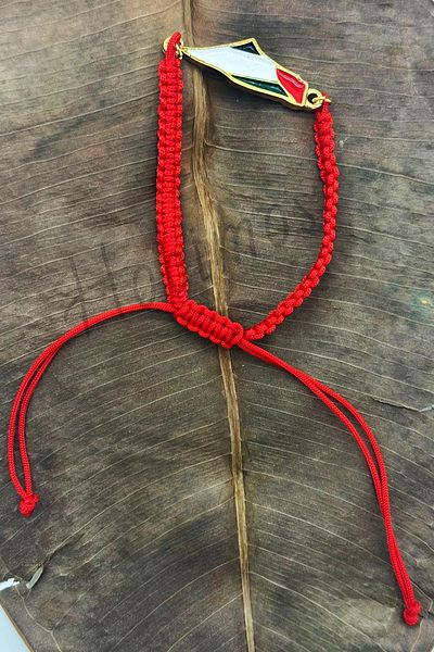 Hobimos Hand Knitted Adjustable Bracelet with Palestinian Map Symbol - Palestine Resistance Support Bracelet