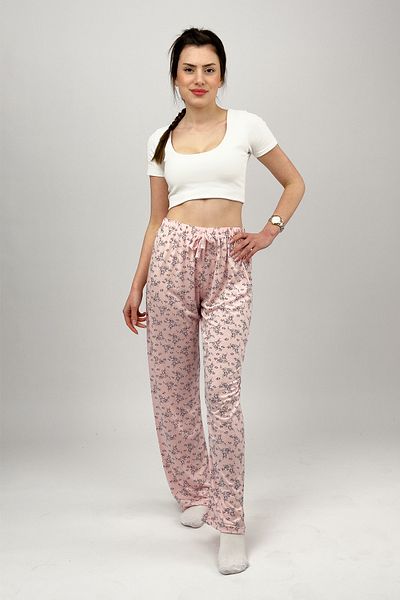Betimoda 4 Seasons Polyviscose Women's Pajama Bottoms - Ribbon Tracksuit, Salmon Floral Print
