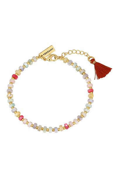 YOKOAMİİ Perlenarmband Armband gelbgold Muschelkernperle multicolor