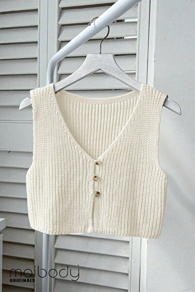 Moibody 4 Seasons Versatile Solid Color V-Neck Sleeveless Knitwear Top Cardigan