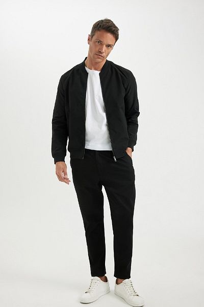 DeFacto Leichter Slim-Fit-Bombermantel – College-Revers, Reißverschluss, Doppeltaschen, saisonale A3865AX25SP