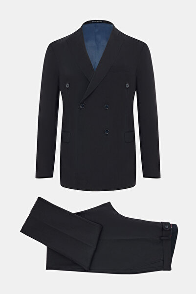 W Collection LACİVERT KRUVAZE YAKA DÜĞMELİ TAKIM ELBİSE