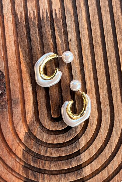 Berrin Silver Enameled White Dangle Pearl Closure Steel Earrings