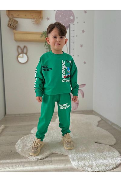 öykümgaleria Boy's 2 Thread Seasonal Sonic Bottom Top Set