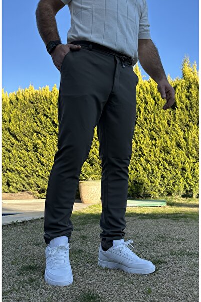 wontilotte Erkek Jogger Pantolon Koyu Haki Italyan Kesim ,beli Kemerli Lastikli Bağcıklı Yüksek Kaliteli