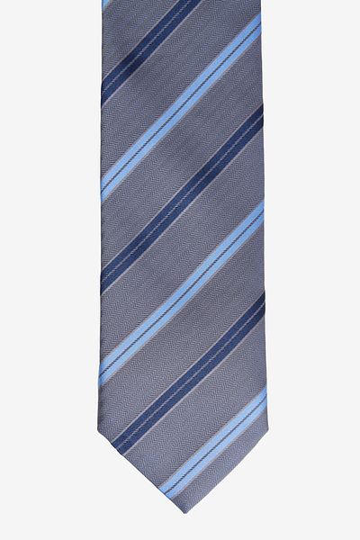 ALTINYILDIZ CLASSICS Men's Grey-Navy Blue Patterned Silk Tie