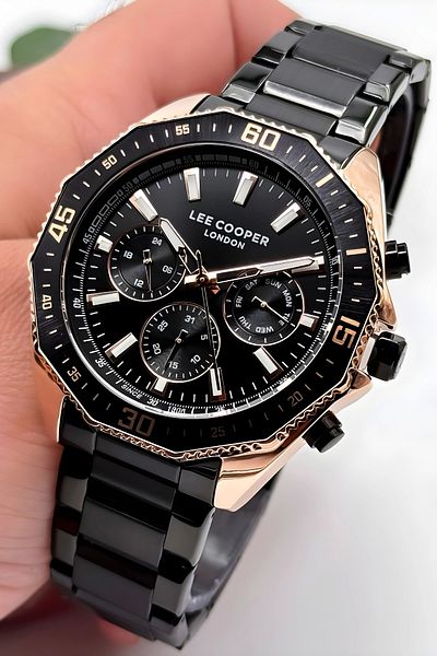 Lee Cooper Men's Watch ZMLC010 - LC07847.450-NM Black and Rose Steel Cord