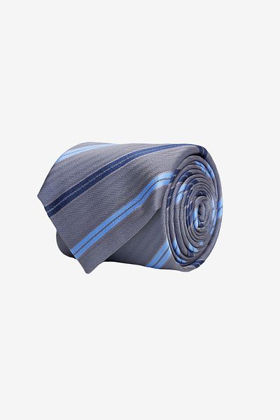 ALTINYILDIZ CLASSICS Men's Grey-Navy Blue Patterned Silk Tie