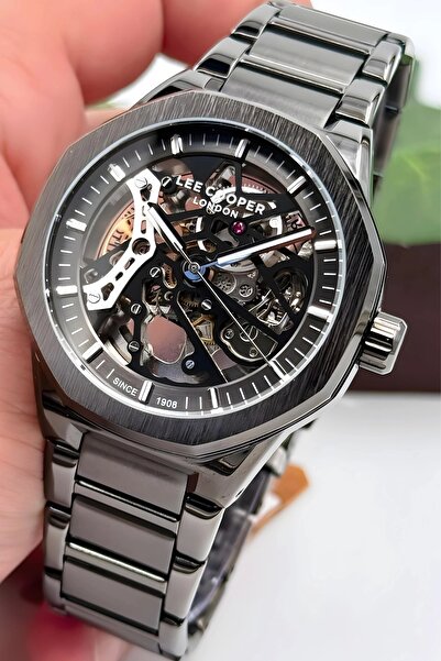 Lee Cooper Lc07905.060 Otomatik Mekanizma Füme Renk Çelik Kordon Erkek Kol Sa...