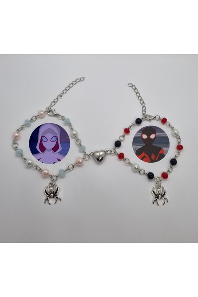 Crosswonder Gwen Miles Spiderman Tema Couple Bileklik ( Kalp Mıknatıslı )
