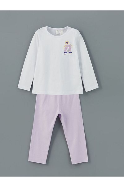 LC Waikiki New Season Crew Neck Printed Girls Pajama Set - S5Lm64Z1