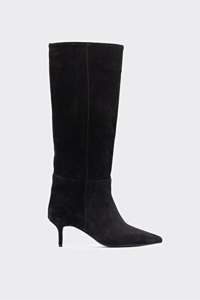 SHOEMARK Hakiki Süet Deri Siyah Çizme Darla