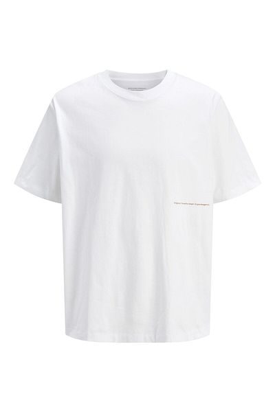 Jack & Jones Jack Jones Men's White T-Shirt - Jorporto Pattern, Crew Neck, 12273694 -01