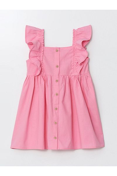 LC Waikiki Square Neck Linen Blended Girl's Dress