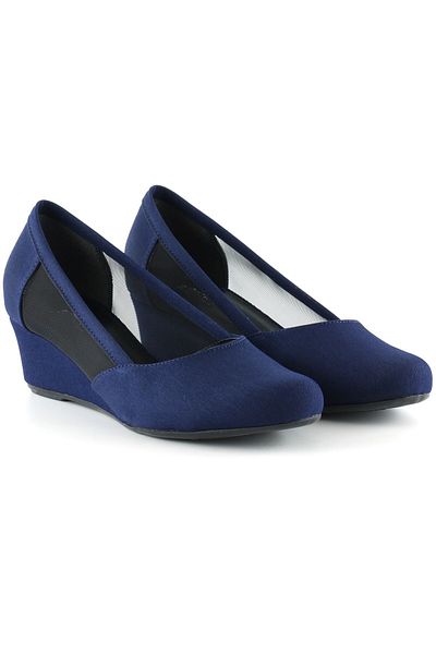Erkan Saçmacı Παπούτσια Evelyn Navy Blue Crepe Mesh με τακούνι