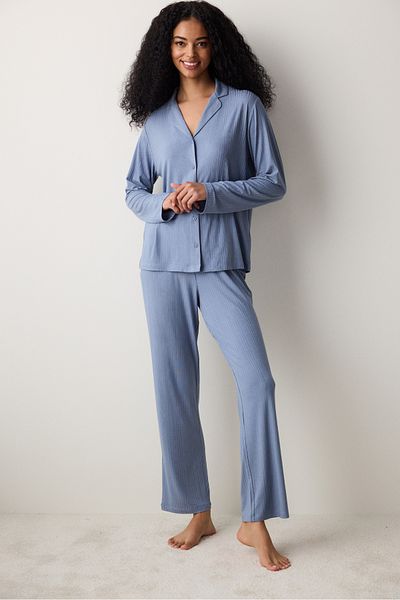 Penti Alia Hemd-Hosen-Pyjama-Set in Grau