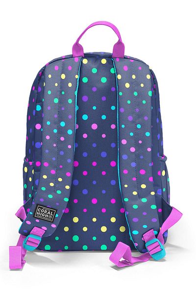 Coral High Rucsac de școală cu buline albastru bleumarin 23672