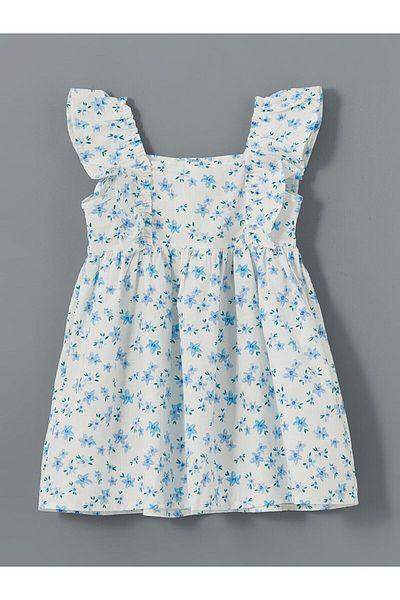 LC Waikiki Square Neck Linen Blended Girl's Dress