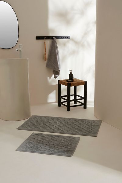Karaca Home Foley 2-Pack Bath Mat Light Gray