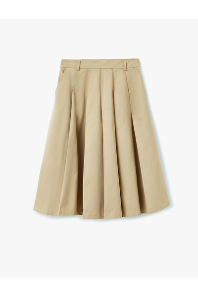 Koton Kalın Pileli A Kesim Cep Detaylı Uzun Etek