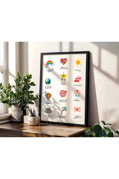 Peppy Rooms Siyah Çerçeveli Tablo Motivasyon,Pozitif,Olumlama PEPPY-101
