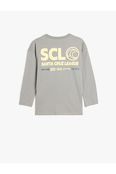 Koton Slogan Printed Cotton Long Sleeve Oversize T-Shirt