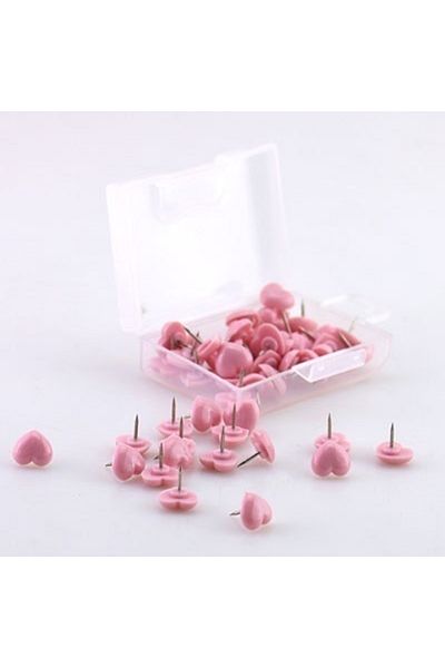 Choice Pink Heart Shape 50pcs Plastic Quality Cork Board Safety Colored Push Pins Thumb Tack Office School