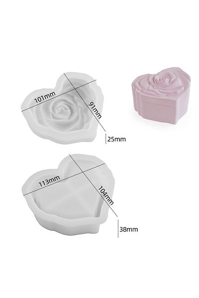 UDOCOOL 01 Relief Rose Flower Storage Box Silicone Molds Resin Candle Jar Ornament Mould Love Retro Candle H