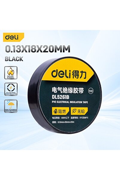 Deli 20m Black 1Pcs 10m/20m Electrical Tape PVC Electrical Flame Retardant Insulation Waterproof Tap