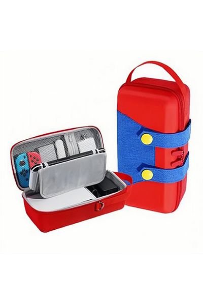 Choice Red And Blue Data Frog Switch Oled/lite Handheld Storage Bag Ns Nintendo Switch Portable Pu Carrying