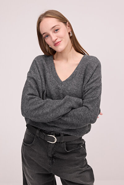 Addax V-Neck Knitwear Sweater K3357