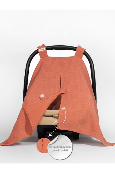 Pedimu Muslin Brick Color Velcro Muslin Stroller Cover 100% Cotton