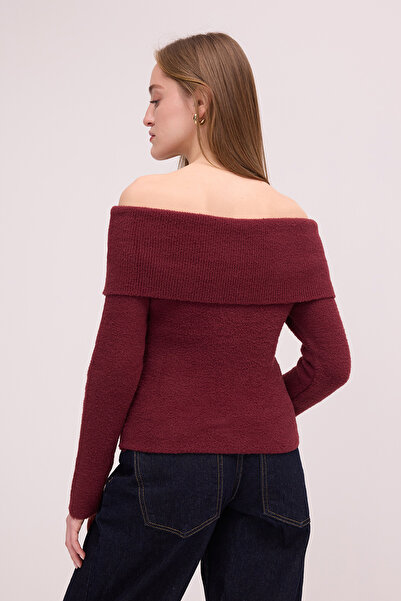 Addax Soft Textured Madonna Collar Knitwear Sweater K3383-B6