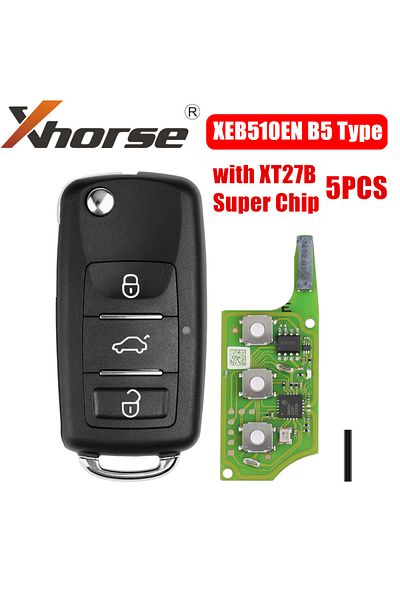 Xhorse Xeb510en For Volkswagen B5 Type Super Remote With Xt27b Super Chip 5pcs/lot