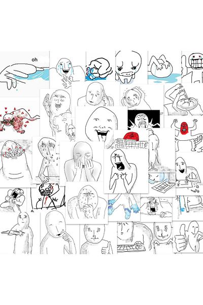Choice 62pcs 10/30/62pcs Emotional Breakdown Spoof Avatar Cartoon Sticker Diy Phone Laptop Luggage Skateboa