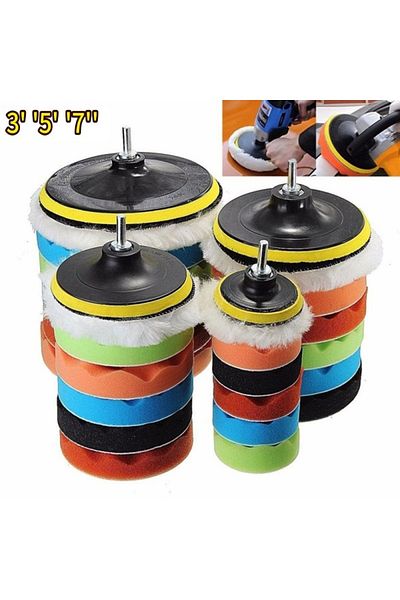 Choice 8 Pcs AB63-7 inches 3/5/7inch CarPolishing Disc 8Pcs/Set Self-Adhesive Buffing Waxing Sponge Wool Wh
