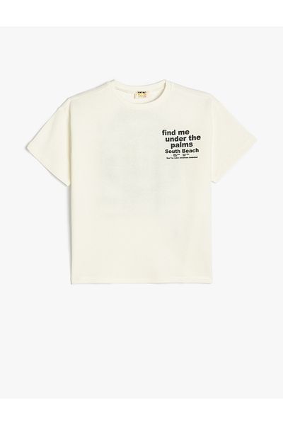Koton Slogan Printed Crew Neck Κοντό μανίκι βαμβακερό μπλουζάκι Oversize
