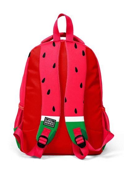 Coral High Kids Red Green Watermelon Patterned Three Compartment School Backpack 14428