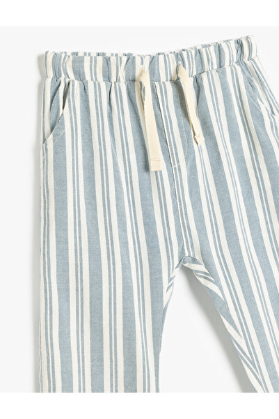Koton Beli Bağcıklı Cep Detaylı Çizgili Pantolon