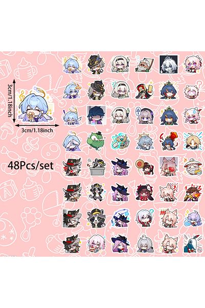 Choice 6x5.2x0.5cm Zfy-275 48pcs Game Character Honkai: Star Dome Railway Stickers Can Be Used To Decorate